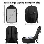 Travel Backpack, Large Carry on Backpack, 17 Inch Laptop Bag, Big Sturdy TSA-Friendly with USB Port College School Rucksack Bag, Gifts for Him Men Women, Black