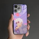 Akatxezy Cute Satoru_Gojo JJK Glossy Phone Case for Anime Fans - Tempered Glass Silicone Cover, Manga Design Character Shell for iPhone 16 Pro Max