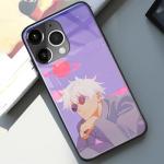 Akatxezy Cute Satoru_Gojo JJK Glossy Phone Case for Anime Fans - Tempered Glass Silicone Cover, Manga Design Character Shell for iPhone 16 Pro Max