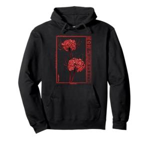 Japanese Spider Lily Soft Grunge Anime Aesthetic Flower Pullover Hoodie