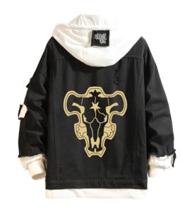 WANHONGYUE Anime Hoodie Denim Jacket Unisex Ripped Jean Coat Cosplay Pullover Hooded Sweatshirt, Black/2, 4XL