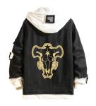 WANHONGYUE Anime Hoodie Denim Jacket Unisex Ripped Jean Coat Cosplay Pullover Hooded Sweatshirt, Black/2, 4XL