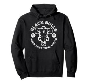 Distressed Black Anime Clover Black Bulls Limits Pullover Hoodie