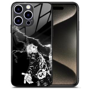 Satoru-Gojo Anime Silicone Glass Glossy Phone Case - Manga Pattern Art, Durability and Stylish for iPhone 14