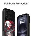 FEWGEY for iPhone 16 Case Anime Compatible with Magsafe, Silicone Black Cute Japanese Anime Design Magnetic Shock Proof Heavy-Duty Protection Phone Case for Men Boys Women Girls
