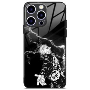 Satoru-Gojo Anime Silicone Glass Glossy Phone Case - Manga Pattern Art, Durability and Stylish for iPhone 14