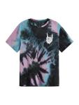 Verdusa Men's Tie Dye Short Sleeve Round Neck Tee Top Black Purple M