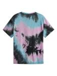 Verdusa Men's Tie Dye Short Sleeve Round Neck Tee Top Black Purple M