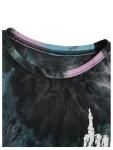 Verdusa Men's Tie Dye Short Sleeve Round Neck Tee Top Black Purple M