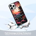 TARDAY Anime Phone Case Compatible with iPhone 15 Japanese Cherry Blossom Pattern Case Protective Shockproof Slim Case（Black）