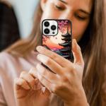 TARDAY Anime Phone Case Compatible with iPhone 15 Japanese Cherry Blossom Pattern Case Protective Shockproof Slim Case（Black）