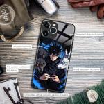 Megumi JJK Manga Black Silicone Tempered Glass Phone Case - Anime Artwork Protective Shell for iPhone 15