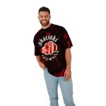 Naruto Akatsuki Cloud Crew Neck Short Sleeve Oversized Drop Shoulder Red & Black Cloud Wash Men's T-Shirt-XXL