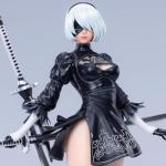 MABAIUDE 2B Figure 2B Statue - 28cm 2Byorha Figure Model Heads and Accessories Replaceable, 1/6 Scale Desktop Decoration Collectible Figurine Gifts for Fans