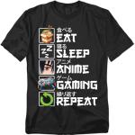 Popfunk Anime Gaming List Unisex Adult T Shirt, Black, Large
