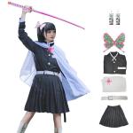 IOPBOT Adult Women Kanao Cosplay Costume Anime Kimonos Cloak Robe Uniform Skirt Halloween Outfit with Headwear Earrings (Black,2XL)