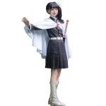 IOPBOT Adult Women Kanao Cosplay Costume Anime Kimonos Cloak Robe Uniform Skirt Halloween Outfit with Headwear Earrings (Black,2XL)