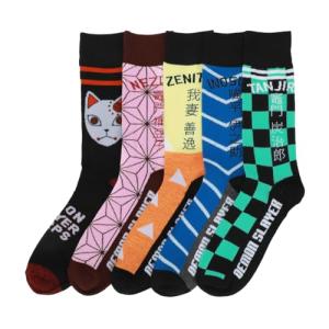 Bioworld Demon Slayer Adult Crew Socks 5-Pack