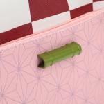 Demon Slayer Nezuko Metal Badge Women's Pink Crossbody Handbag