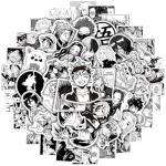 Kids Anime Stickers Mixed Pack, 100pcs Black and White Cartoon Characters Decals Movie Decorative Sticker for Kids Teens Waterproof Stickers for Water Bottle Laptop Luggage Helmet Skateboard Guitar