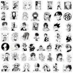 Kids Anime Stickers Mixed Pack, 100pcs Black and White Cartoon Characters Decals Movie Decorative Sticker for Kids Teens Waterproof Stickers for Water Bottle Laptop Luggage Helmet Skateboard Guitar