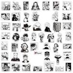Kids Anime Stickers Mixed Pack, 100pcs Black and White Cartoon Characters Decals Movie Decorative Sticker for Kids Teens Waterproof Stickers for Water Bottle Laptop Luggage Helmet Skateboard Guitar