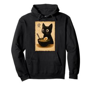Funny Cat Ramen Cool T Japanese Kawaii Anime Graphic Tee Pullover Hoodie