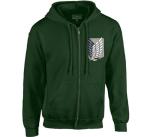 Ripple Junction Attack on Titan Men's Full Zip-Up Hooded Sweatshirt Survey Corps AOT Anime Fleece Hoodie Dark Green Large
