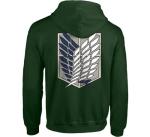 Ripple Junction Attack on Titan Men's Full Zip-Up Hooded Sweatshirt Survey Corps AOT Anime Fleece Hoodie Dark Green Large
