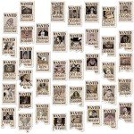 80pcs Anime Pirate Wanted Poster Stickers
