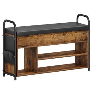 VASAGLE Rustic Shoe Bench and Rack