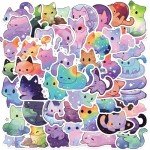 50 Cute Cartoon Space Cat Stickers Set