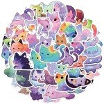 50 Cute Cartoon Space Cat Stickers Set
