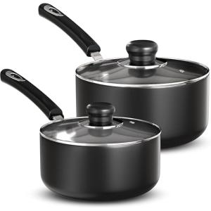 KICHLY Nonstick Saucepan Set with Glass Lids