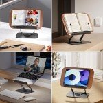 Adjustable 360° Book Stand with Elastic Clips