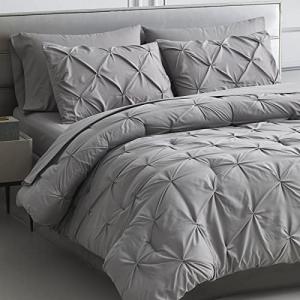 Queen White Pinch Pleat 8-Piece Comforter Set
