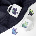 50 Cute Cartoon Space Cat Stickers Set