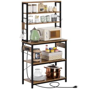 Rolanstar Rustic Baker's Rack with Power Outlet