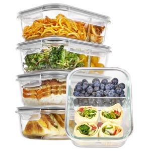 5-Pack Airtight 33oz Glass Food Storage Containers