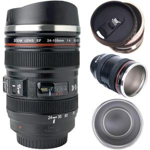 Camera Lens Coffee Mug with Retractable Lid