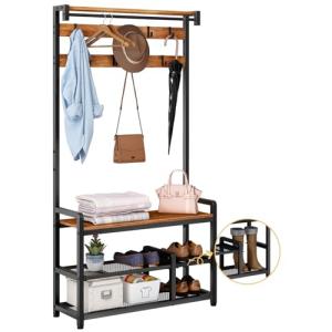 Mr IRONSTONE 4-in-1 Entryway Coat Rack Bench
