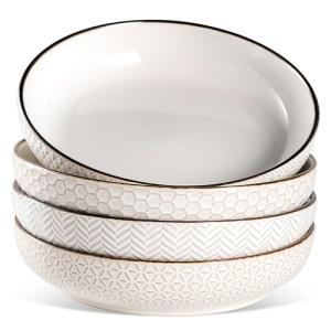 Ceramic Pasta Bowl Set - 4 Large Bowls