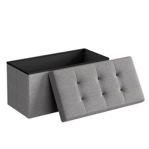 Light Gray Folding Storage Ottoman Bench