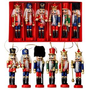 6 PC Nutcracker Wooden Christmas Ornaments Set