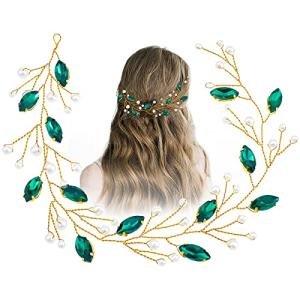 Elegant Green Pearl Bridal Hairvine Headband