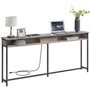 VASAGLE 70.9" Console Table with Charging Station