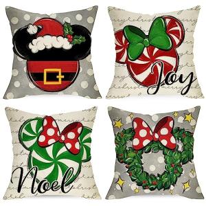 Christmas Gray Throw Pillow Covers Set of 4