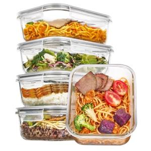 Vtopmart 5-Pack Glass Food Storage Containers with Lids