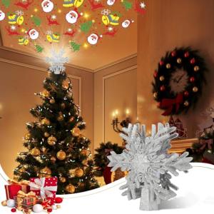 Light-Up Snowflake Christmas Tree Topper with Projector