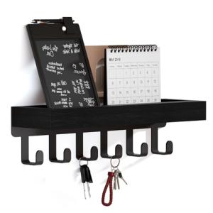 SWTYMIKI Key Holder with Wooden Tray and Hooks